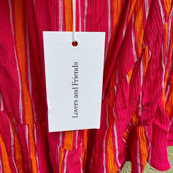 Lovers + Friends Dress Amity Mini Ruffles One Shoulder Styling Tassels M NWT - Picture 8 of 9